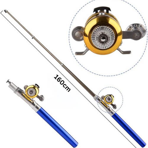 Conjunto de Vara de Pesca Mini Telescópica com Carretilha