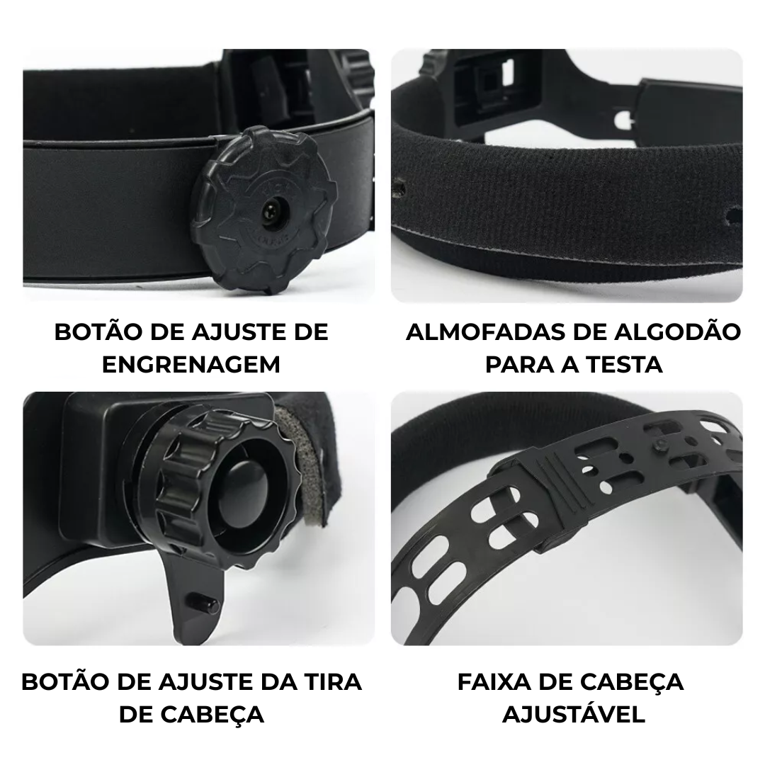 Máscara de Soldadura Automática Premium com Luz LED