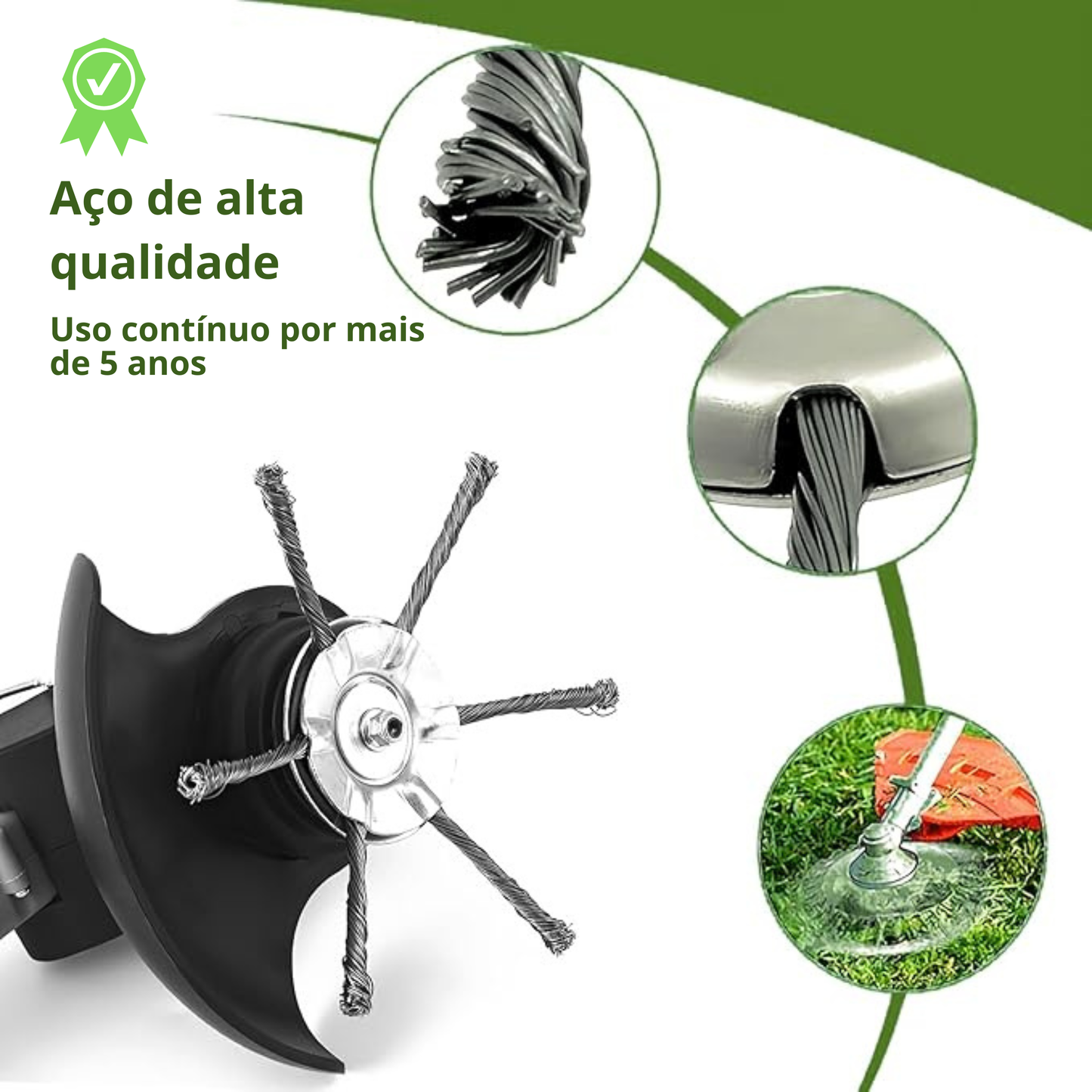 Cabeça de Corta-Relva com 6 Braços de Arame de Aço