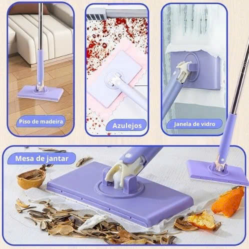 Mini Mop com Toalha Descartável e Cabo Empurrar-Puxar