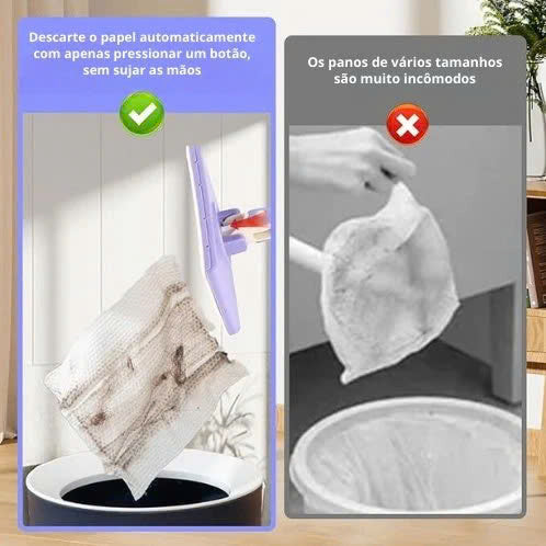 Mini Mop com Toalha Descartável e Cabo Empurrar-Puxar