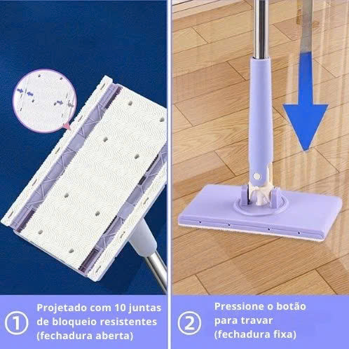 Mini Mop com Toalha Descartável e Cabo Empurrar-Puxar
